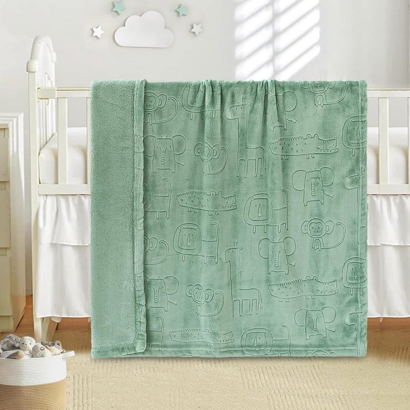 BORITAR Baby Blanket for Boys Girls Ultra Soft Fleece Warm and Lightweight Animal Blankets for Infant Toddler Newborn, 30x40 Inch, Sage Green - Image 2